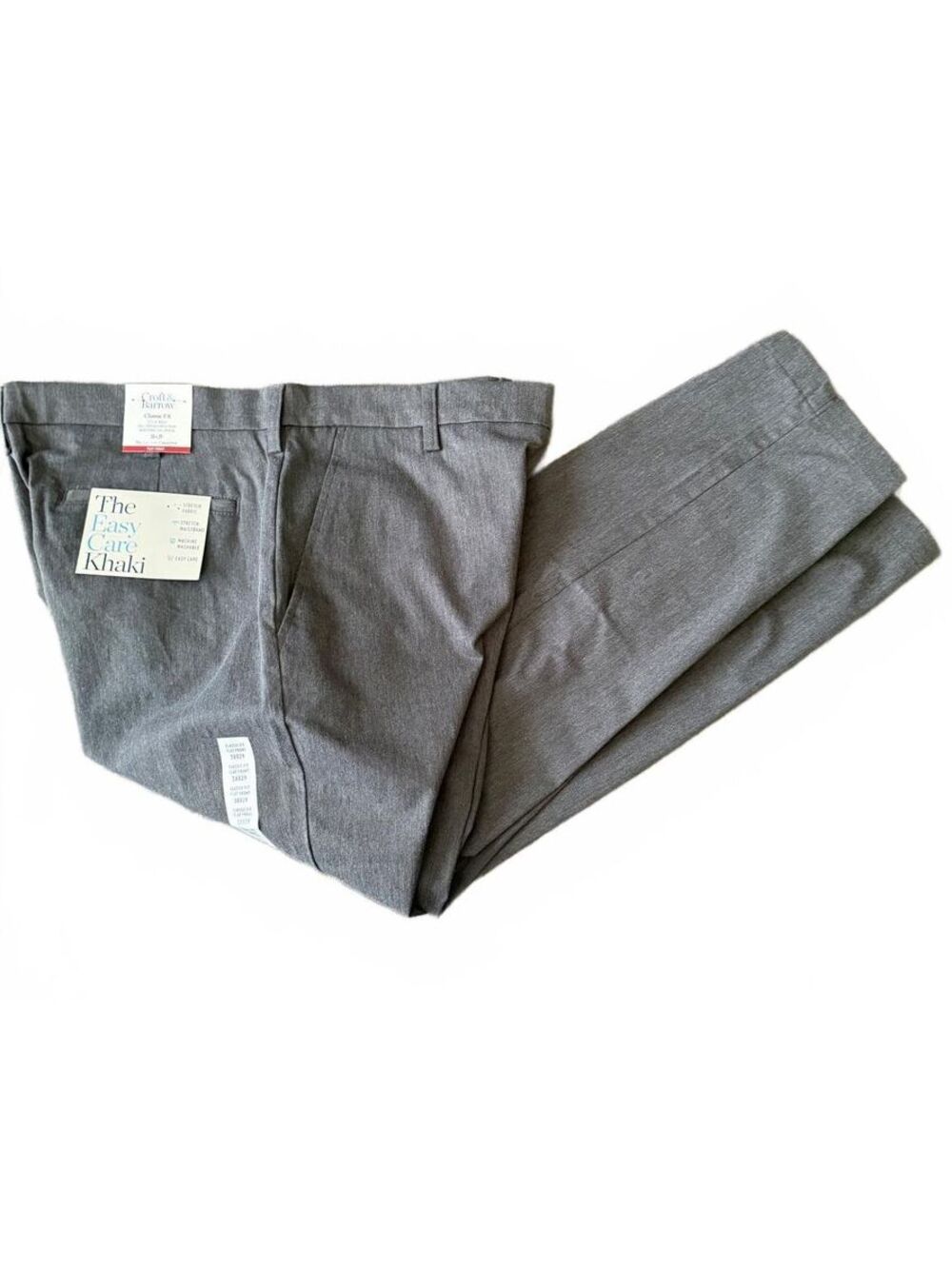 Croft and Barrow Men's NEW Easy Care Khaki Pants Size 38 x 29 Charcoal Gray